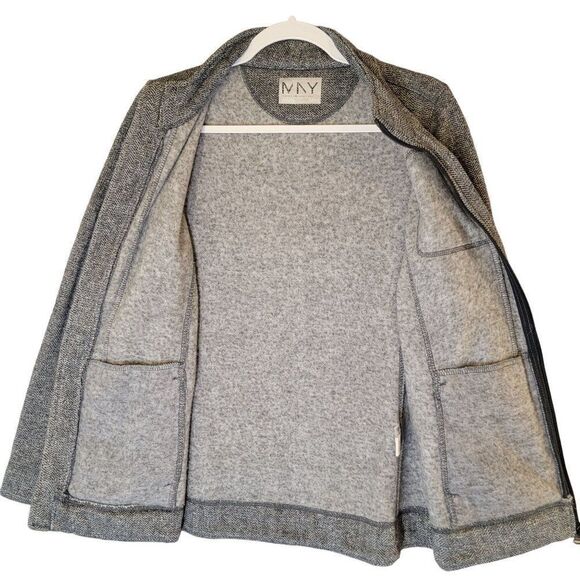 Marc New York Herringbone Zip Front Jacket Womens M Becket Fleece Lined Pockets - Picture 4 of 12
